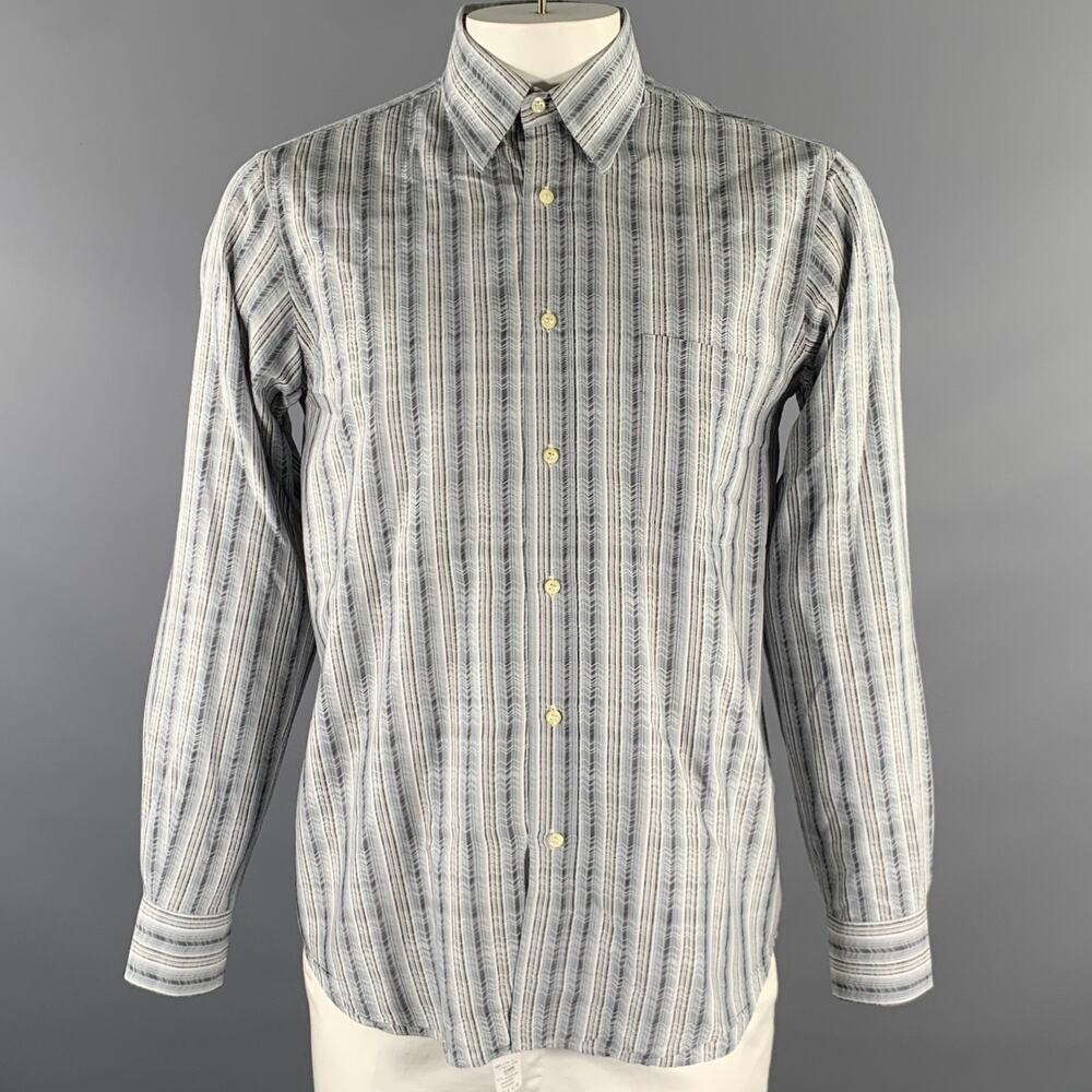 MISSONI Size L Grey Multi-Color Zig Zag Stripe Long Sleeve Shirt